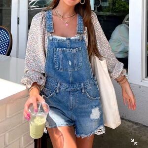 Melville Short Denim Overalls